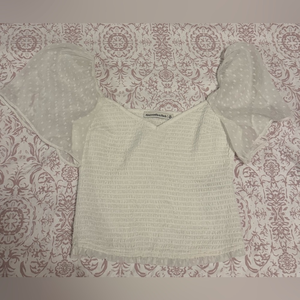 White Ruffle Sleeve Abercrombie Blouse